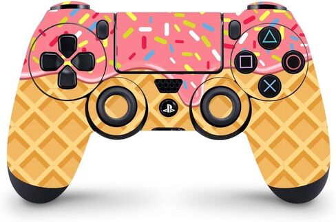 ZOOMHITSKINS متوافق مع جهاز التحكم PS4، بريق الجلد، وافل كريمي حلو لطيف، متين، فينيل، صنع في الولايات المتحدة الأمريكية in Kuwait