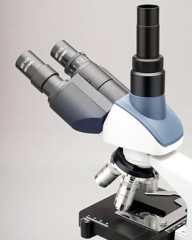 AmScope T120A Professional Siedentopf Trinocular Compound Microscope, 40X-1600X Magnification, WF10x and WF16x Eyepieces, Brightfield, LED Illumination, Abbe Condenser with Iris Diaphragm, Double-Layer Mechanical Stage, 100-240VAC in Saudi Arabia