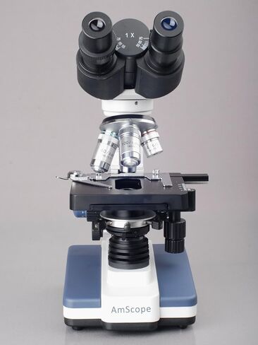AmScope B120B-5M Digital Siedentopf Binocular Compound Microscope, 40X-2000X Magnification, Brightfield, LED Illumination, Abbe Condenser, Double-Layer Mechanical Stage, Includes 5MP Camera with Reduction Lens and Software in Saudi Arabia