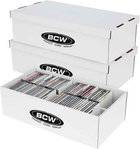 صندوق تخزين الأقراص المضغوطة BCW بغطاء - 3 عبوات | يحمل 100 علبة مجوهرات | حافظة منظم الأقراص المضغوطة مع 4 حجرات | صندوق تخزين مموج للمنزل والتجزئة | صندوق صغير لتخزين علبة المجوهرات in Saudi Arabia