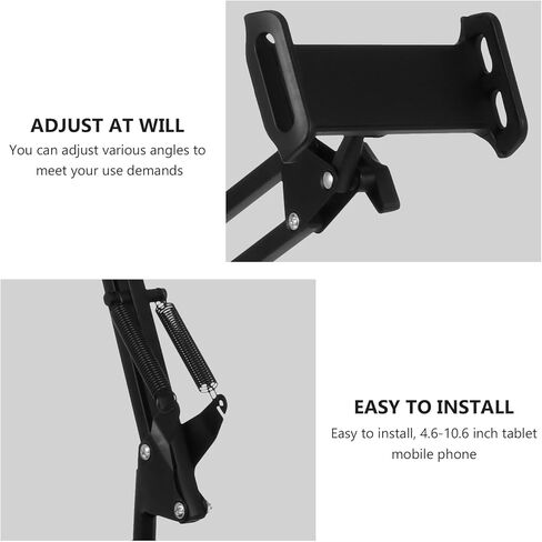 Adjustable Mobile Phone and Tablet Holder Stand for Live Streaming and Desktop Use, Black Multipurpose Smartphone and Tablet PC Stand with Flexible Arm for Content Creators in Saudi Arabia