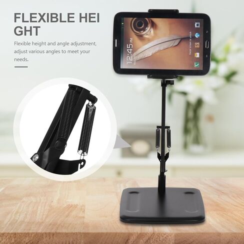 Adjustable Mobile Phone and Tablet Holder Stand for Live Streaming and Desktop Use, Black Multipurpose Smartphone and Tablet PC Stand with Flexible Arm for Content Creators in Saudi Arabia