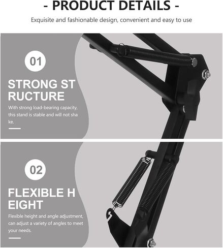 Adjustable Mobile Phone and Tablet Holder Stand for Live Streaming and Desktop Use, Black Multipurpose Smartphone and Tablet PC Stand with Flexible Arm for Content Creators in Saudi Arabia