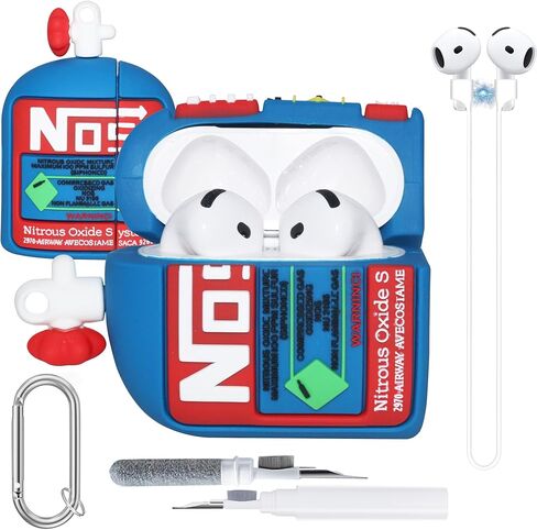 for AirPods 4th Generation Case Nos Nitrogen Bottle Cover, 2024 Released 3D Cute Cartoon Cool Funny Drinks Silicone Shockproof Accessories for AirPods 4 Case with Magnetic Strap for Boy Girl Kid Teen in Saudi Arabia