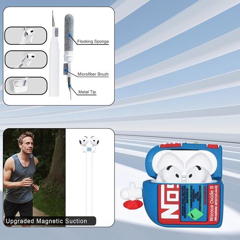 لعلبة AirPods الجيل الرابع غطاء زجاجة النيتروجين، إصدار 2024 ثلاثي الأبعاد لطيف كارتوني رائع مشروبات مضحكة ملحقات سيليكون مقاومة للصدمات لعلبة AirPods 4 مع حزام مغناطيسي لصبي فتاة طفل في سن المراهقة in Kuwait