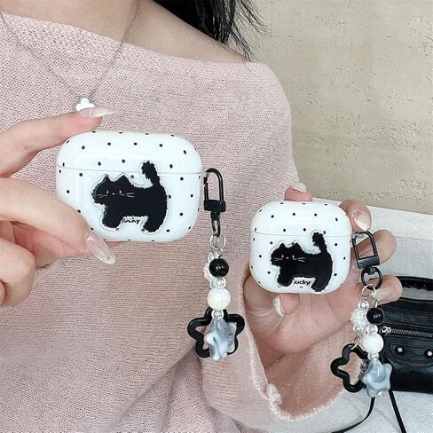 for AirPods Pro 3 Earbud Case(2025),Cute Cartoon 3D Black Kitten Cat Polka Dot Pattern Design,for Airpods Pro 3rd Gen Protective Cover for Boys Girls in Saudi Arabia