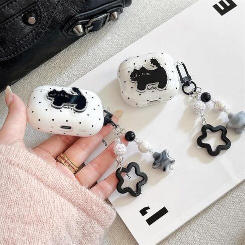 for AirPods Pro 3 Earbud Case(2025),Cute Cartoon 3D Black Kitten Cat Polka Dot Pattern Design,for Airpods Pro 3rd Gen Protective Cover for Boys Girls in Saudi Arabia