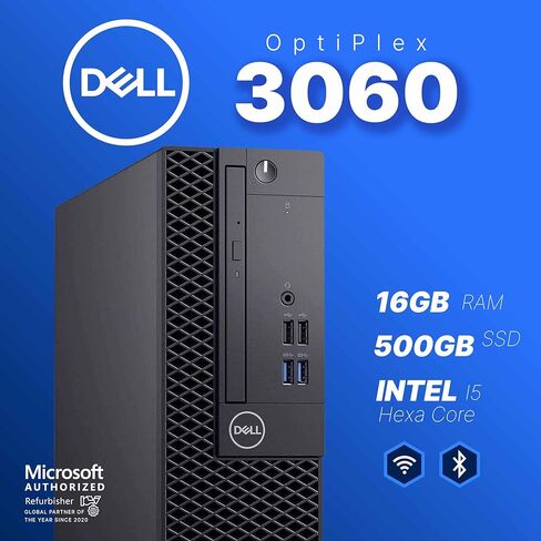 Dell OptiPlex 3060 Desktop | Intel i5 8th Gen | 16GB RAM | 500GB SSD | Win 11 Pro | 24" New LCD | RGB Keyboard + Mouse | RGB Speakers | 2K Webcam | Deskpad | Home & Office PC (Renewed) in Saudi Arabia