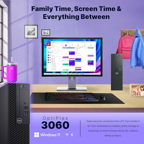 Dell OptiPlex 3060 Desktop | Intel i5 8th Gen | 16GB RAM | 500GB SSD | Win 11 Pro | 24" New LCD | RGB Keyboard + Mouse | RGB Speakers | 2K Webcam | Deskpad | Home & Office PC (Renewed) in Saudi Arabia
