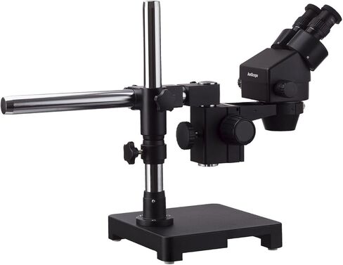 AmScope 7X-135X Black Stereo Zoom Microscope with Single Arm Boom Stand in Saudi Arabia