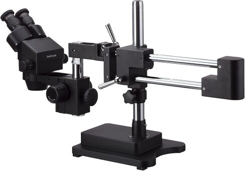 مجهر تكبير ستيريو ثنائي العينين AmScope 7X-135X مع حامل ذراع مزدوج أسود in Saudi Arabia