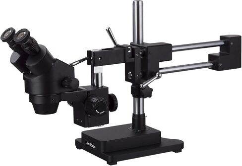 AmScope 3.5X-180X Binocular Stereo Zoom Microscope with Black Double Arm Boom Stand in Saudi Arabia