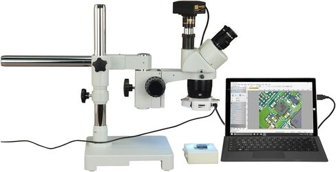 Trinocular 10X-20X-40X 5MP USB 3.0 Stereo Single Bar Boom Stand Microscope with 56 LED Ring Light in Saudi Arabia