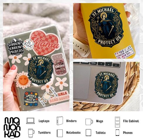 (3Pcs-2") St Michael Sticker Saint Michael Protect Us Decal Catholic Christian Waterproof Die-Cut Vinyl Sticker for Laptop Water Bottle Tumbler Kindle Decal Gift for Her Him 2 Inches in Saudi Arabia