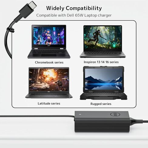 شاحن كمبيوتر محمول 65 وات متوافق مع Dell Pro 13 5310 14 16 Inspiron 14 Latitude 3400 3500 5290(2in1) 5300 5400 5500 7200 7300 Chromebook 3100 HA65NM170 02YK0F USB Type C Power AC Supply Supply in Kuwait
