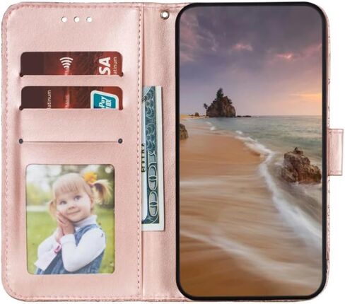 For Google Pixel 9 Pro XL/10 Pro XL Embossing Wallet Case Kickstand Magnetic Flip Cover Credit Cards Slot PU Leather Shockproof Flip Magnetic Case For Google Pixel 9 Pro XL (Pink) in Kuwait