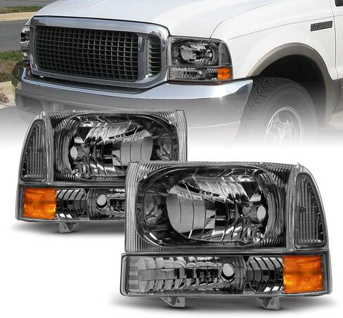 Amerilite for 1999-2004 Ford Super Duty F250 F350 F450 F550 | الرحلة البديلة مصابيح مصنع كروم المصابيح الأمامية مع مجموعة الزاوية الزاوية - الركاب والركاب والبراء in Kuwait