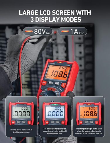 MultiMeter الرقمي Astroai ، TRMS 6000 Counts اختبار الجهد الجهد التلقائي Voltmeter قياس التيار الجهد AC/DC ، ثنائيات درجة حرارة تردد مقاومة السعة مع NCV in Saudi Arabia