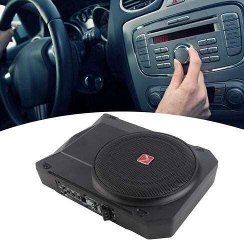 Slim Under Seat Subwoofers with AMP, 10 inch Powered Subwoofer with Amplifier and RGB Lights, High Low Level Inputs for Music Sync and Lighting Chasing Effects, Car Truck Audio Subwoofer in Saudi Arabia