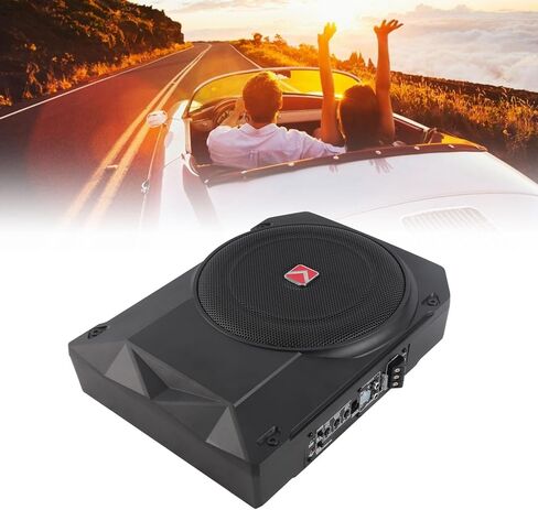 Slim Under Seat Subwoofers with AMP, 10 inch Powered Subwoofer with Amplifier and RGB Lights, High Low Level Inputs for Music Sync and Lighting Chasing Effects, Car Truck Audio Subwoofer in Saudi Arabia