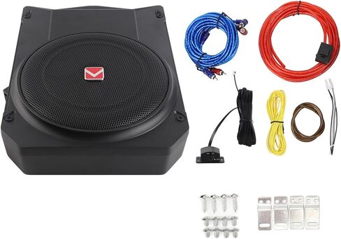 Slim Under Seat Subwoofers with AMP, 10 inch Powered Subwoofer with Amplifier and RGB Lights, High Low Level Inputs for Music Sync and Lighting Chasing Effects, Car Truck Audio Subwoofer in Saudi Arabia