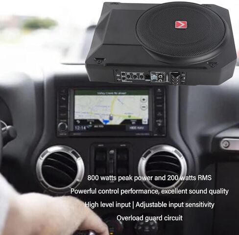 Slim Under Seat Subwoofers with AMP, 10 inch Powered Subwoofer with Amplifier and RGB Lights, High Low Level Inputs for Music Sync and Lighting Chasing Effects, Car Truck Audio Subwoofer in Saudi Arabia