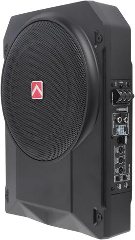 Slim Under Seat Subwoofers with AMP, 10 inch Powered Subwoofer with Amplifier and RGB Lights, High Low Level Inputs for Music Sync and Lighting Chasing Effects, Car Truck Audio Subwoofer in Saudi Arabia