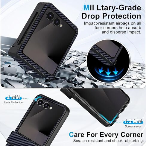 حافظة Migexxkj لهاتف Samsung Galaxy Z Flip 7 مع حماية مفصلية، حافظة هاتف مغناطيسية لهاتف Z Flip 7 مع Mag-Safe، شحن لاسلكي غير قابل للانزلاق، حافظة واقية مقاومة للصدمات من البولي كربونات الصلب (أسود) in Kuwait