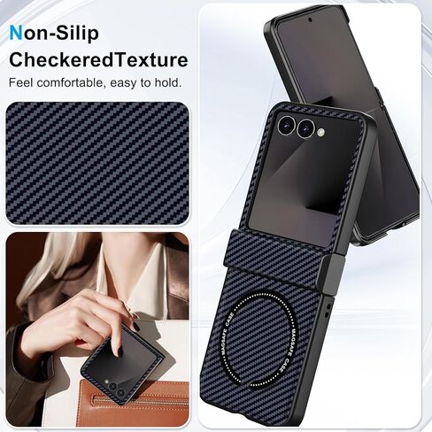حافظة Migexxkj لهاتف Samsung Galaxy Z Flip 7 مع حماية مفصلية، حافظة هاتف مغناطيسية لهاتف Z Flip 7 مع Mag-Safe، شحن لاسلكي غير قابل للانزلاق، حافظة واقية مقاومة للصدمات من البولي كربونات الصلب (أسود) in Kuwait