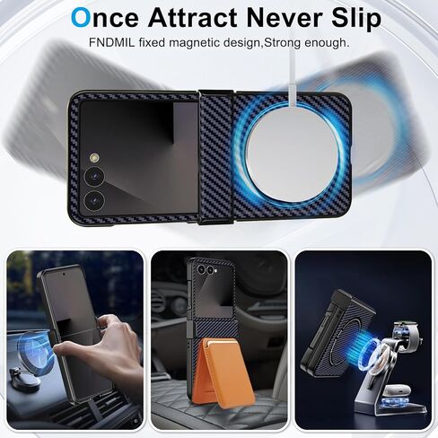 حافظة Migexxkj لهاتف Samsung Galaxy Z Flip 7 مع حماية مفصلية، حافظة هاتف مغناطيسية لهاتف Z Flip 7 مع Mag-Safe، شحن لاسلكي غير قابل للانزلاق، حافظة واقية مقاومة للصدمات من البولي كربونات الصلب (أسود) in Kuwait