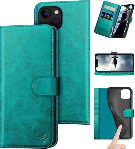 DuckSky لهاتف iPhone 14 6.1 بوصة حافظة محفظة من الجلد الطبيعي 【حجب RFID 】 【4 حامل بطاقة ائتمان 】 【جلد حقيقي 】 حافظة هاتف قابلة للطي قابلة للطي غطاء واقٍ للنساء والرجال لهاتف Apple 14 5G كاكي in Saudi Arabia
