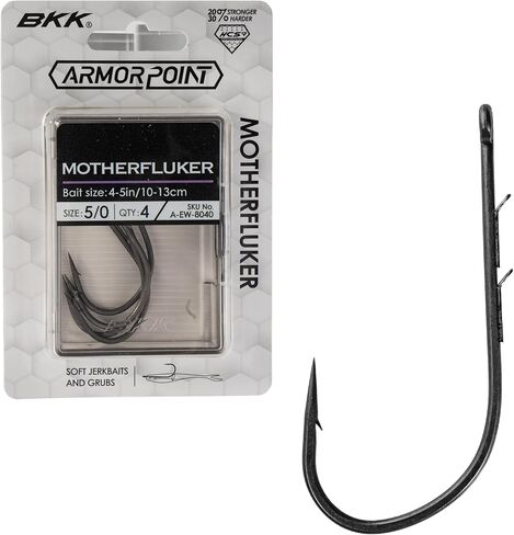 BKK Motherflucker Hook | Armor Point Series | 2X | 25% Stronger HCS Wire | Bass Fishing | baitholder Style | Needle Point in Saudi Arabia