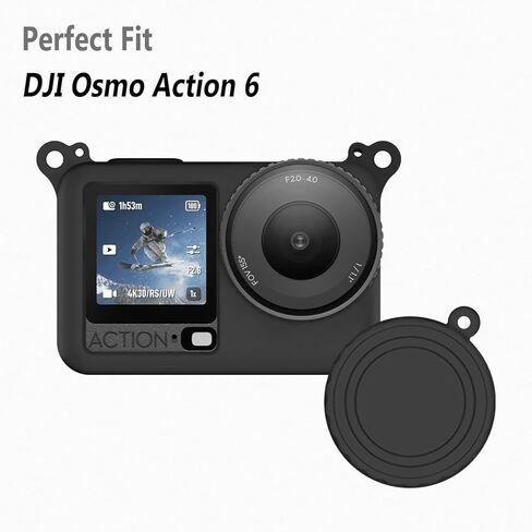 حافظة سيليكون من Geiomoo لكاميرا DJI Osmo Action 6، غطاء حماية ناعم ومرن مقاوم للخدش (أسود) in Saudi Arabia