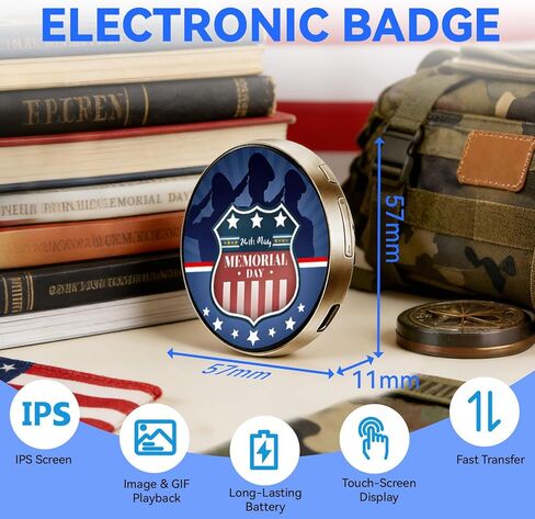 1.89 Inch Digital Button Badge Photo Frame, Mini LED Electronic Pin with Touch Control, Supports Photos, GIFS & Animations, Personalized Gift for Events in Saudi Arabia
