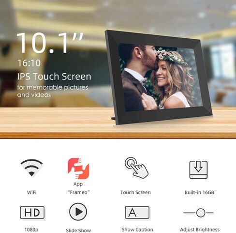 10.1-Inch Digital Photo Frame, 12/32/64gb Memory Options, 1280 * 800 Touchscreen, Supports Multi-User Connection, Remote Transfer, Automatic Rotation, and Photo/Video Sharing White-16G in Saudi Arabia