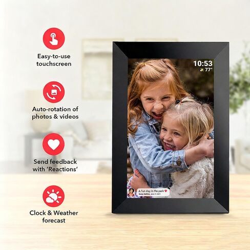 10.1-Inch Digital Photo Frame, 12/32/64gb Memory Options, 1280 * 800 Touchscreen, Supports Multi-User Connection, Remote Transfer, Automatic Rotation, and Photo/Video Sharing White-16G in Saudi Arabia