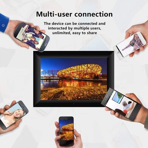 10.1-Inch Digital Photo Frame, 12/32/64gb Memory Options, 1280 * 800 Touchscreen, Supports Multi-User Connection, Remote Transfer, Automatic Rotation, and Photo/Video Sharing White-16G in Saudi Arabia