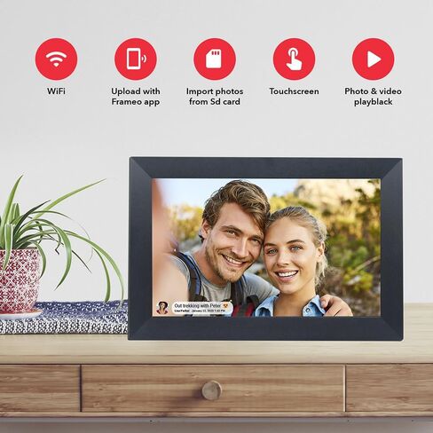 10.1-Inch Digital Photo Frame, 12/32/64gb Memory Options, 1280 * 800 Touchscreen, Supports Multi-User Connection, Remote Transfer, Automatic Rotation, and Photo/Video Sharing White-16G in Saudi Arabia