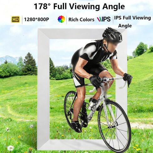 10.1-Inch Digital Photo Frame, 12/32/64gb Memory Options, 1280 * 800 Touchscreen, Supports Multi-User Connection, Remote Transfer, Automatic Rotation, and Photo/Video Sharing White-16G in Saudi Arabia