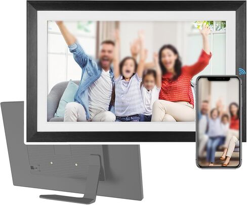 Digital Photo Frame, 32gb Memory, 10.1-Inch, 1920 * 1080 Touchscreen, WiFi Connectivity, Supports Multi-User Connection, Remote Transfer, Automatic Rotation, and Photo/Video Sharing. Black in Saudi Arabia