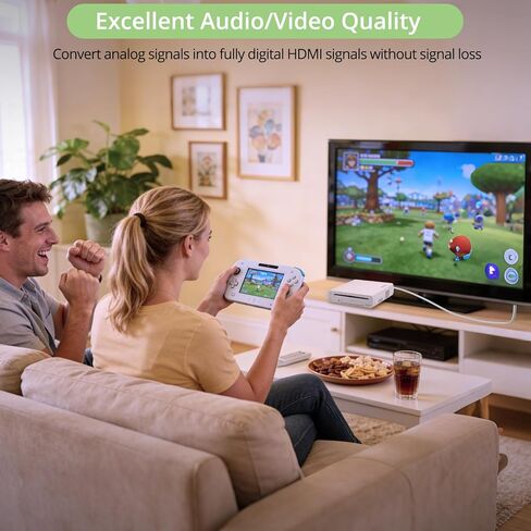 Wii to HDMI Adapter and Converter in White for Wii with Built-in Cable Plug and Play Supports All Wii Display Modes Digital HDMI Output with Zero Loss for Full HD 1080P TV, Monitor, Projector in Kuwait