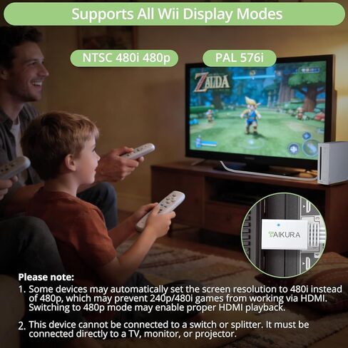 Wii to HDMI Adapter and Converter in White for Wii with Built-in Cable Plug and Play Supports All Wii Display Modes Digital HDMI Output with Zero Loss for Full HD 1080P TV, Monitor, Projector in Kuwait