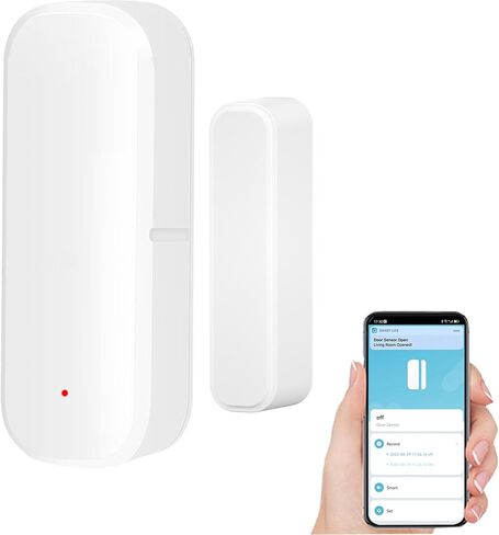 مستشعر باب WiFi ذكي: مستشعر نافذة لاسلكي مع تنبيه إشعار التطبيق، مستشعر اتصال مفتوح للباب لأمن المنزل، لا يتطلب محورًا، متوافق مع مساعد Alexa Google (أبيض) in Saudi Arabia
