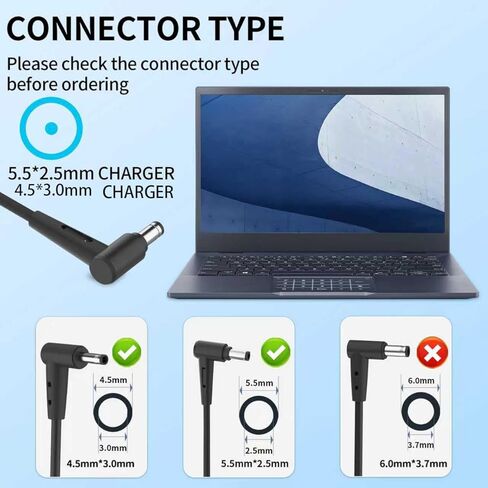 شاحن 90 واط متوافق مع محول الطاقة Asus Vg32vq vg279qm pg279q Q524 Q524U Q534 Q524Uq Q534Ux Q524Uq-Bbi7T1 Q524Uq U500V Q524Uq-Bbi7T1 in Kuwait