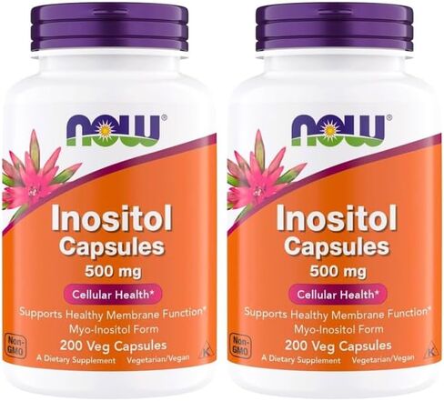 Now Foods Inositol 500 mg, Superior Myo Inositol Form, for Healthy Membrane Function*, Cellular Health*, Support for Women* Kosher, Suitable for Vegans - 200 Vegetarian Capsules (Pack of 1) in Kuwait
