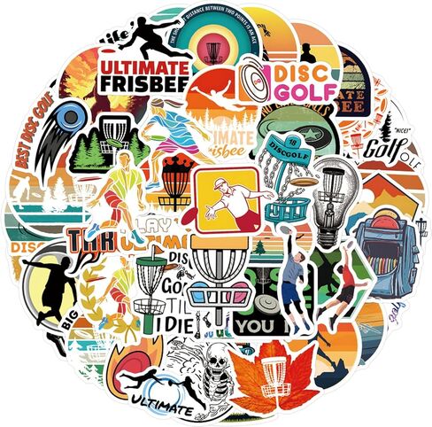 55Pcs Disc Golf Stickers Pack, Waterproof Vinyl Stickers for Water Bottle, Laptop,Party Favors & Gifts for Girls, Women, and Kids (Golf) in Kuwait