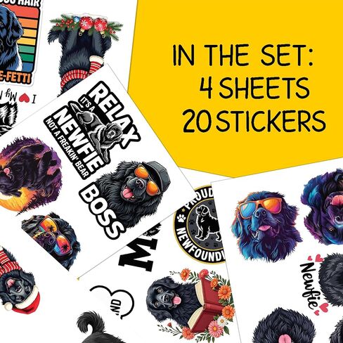 20PCS Newfoundland Dog Stickers – Funny Newfie Waterproof Vinyl Decals for Dog Lovers, Laptop, Water Bottles, Scrapbooking, Journaling in Saudi Arabia
