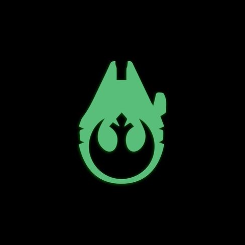 Star Inspired Movie Character Space Rebel Millennium Falcon Glow in The Dark Sticker Decal for Phone Tablet Laptop Car Truck Window | 5" Sticker | Green in Saudi Arabia