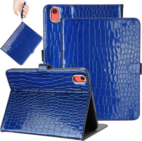 Elegant Crocodile PU Leathe Case for iPad (A16) 11th Gen 11 Inch 2025/iPad 10th Generation 10.9" 2022–Tablet Cover with Pencil Holder, Wrist Strap & Auto Sleep/Wake& Card Slots (A-Black) in Kuwait