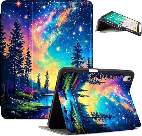 Lokigo for iPad (A16) 11th/10th Generation Case (11-Inch/10.9 Inch) 2025/2022, Build with Pencil Holder, Protective 11th Gen a16 Cover, Support Touch ID, Auto Wake/Sleep, Black Colord Flowers in Saudi Arabia